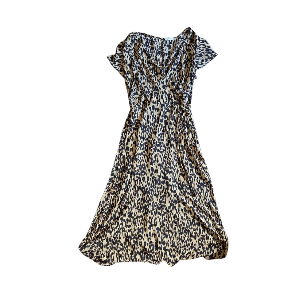 Sienna Sky Black And Tan Faux Wrap Dress